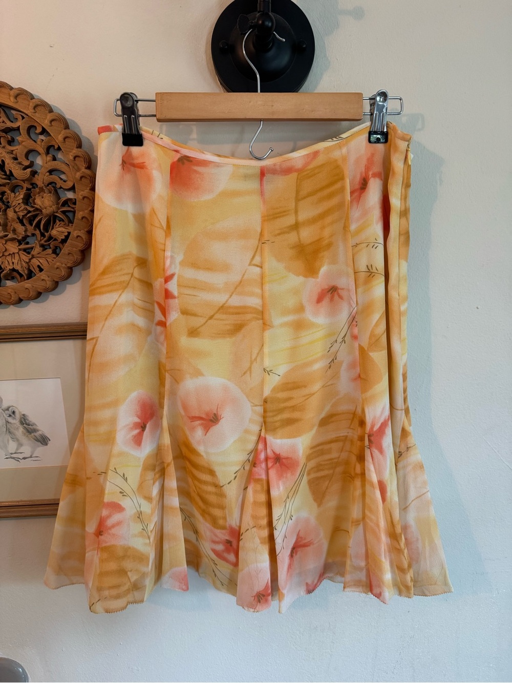 Pendleton Silk Yellow & Orange Floral A-Line Skirt - Picture 2 of 3